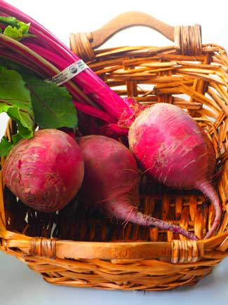 Uncooked Red Beets in a basket