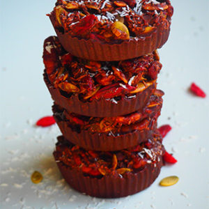 No-Bake Cacao Rounds stacked on top of each other