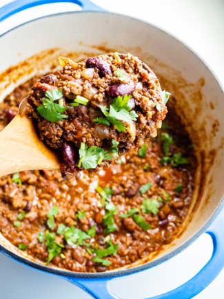 Bison-Chili-with-Beans-in-a-Ladle