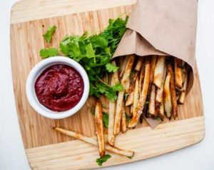 Crispy Oven Fries with a side of ketchup