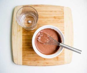 All Ingredients mixed in a bowl for Keto Chocolate Chia Pudding