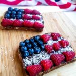 Chocolate Toast decorated with berries like the American flag